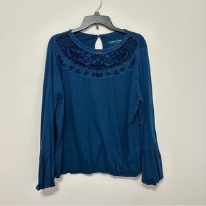 Soft Surroundings Dark Blue 100% Cotton Long Sleeved Shirt Size Large